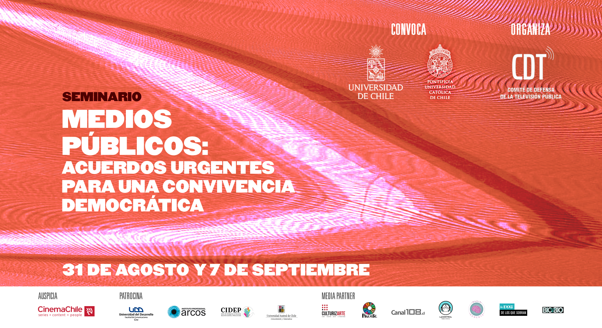 Seminario “Medios públicos: acuerdos urgentes para una convivencia democrática” anuncia programa, destacados panelistas y moderadores